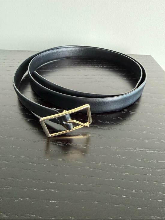 H&M Accessories - H&M Black Split Leather Belt Gold Rectangle Buckle XXL